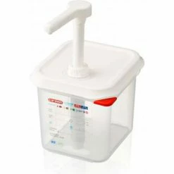 Araven 2.7 Qt. Translucent Condiment Pump Dispenser - Pkg Qty 4