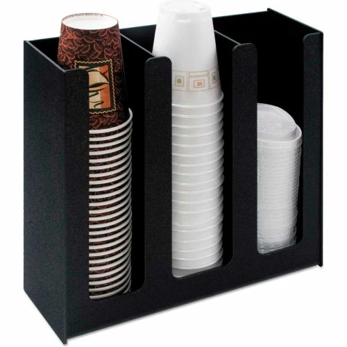 Vertiflex Products Cup/Lid Holder, 3 Columns, 12-3/4"W x 4-1/2"D x 11-3/4"H, Black 3 Vertiflex Products Cup/Lid Holder, 3 Columns, 12-3/4"W x 4-1/2"D x 11-3/4"H, Black