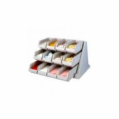 Cambro 12RS12480 - Organizer Rack, with 12 Bins, 25-1/8"L x 21-3/8"D x 14-1/4"H, Speckled Gray