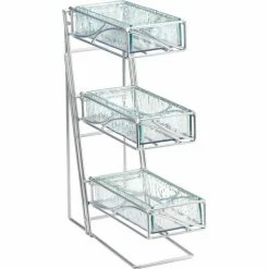 Cal-Mil 1235-39-60 3 Tier Flatware Display With Bamboo Bins 5-1/4"W x 14"D x 18"H Silver