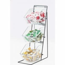 Cal-Mil 1709 3 Tier Iron Condiment Display with Clear Bins 12"W x 18"D x 22"H