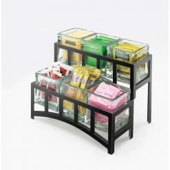 Cal-Mil 1723-13 Mission 2 Tier Jar Display 14"W x 9"D x 7"H Black