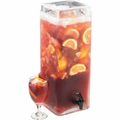 Cal-Mil 1733-3 Square Glass Infusion Dispenser 3 Gallon 8"W x 8"D x 19"H