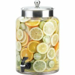Cal-Mil 1748-3 Round Glass Infusion Dispenser with S/S Top 3 Gallon 8-1/2"W x 13-3/4"D x 17-1/2"H
