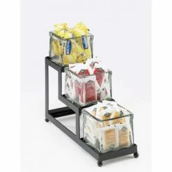 Cal-Mil 1803-4-49 Iron Stair-Step Jar Display 4"W x 12-1/4"D x 7-1/4"H Silver