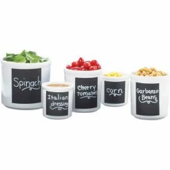 Cal-Mil 1950-32-15C Melamine Write-on Round Jar 5" Dia. x 5-1/2"H White - Pkg Qty 4