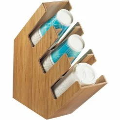 Cal-Mil 2048-3-60 3 Section Bamboo Cup and Lid Holder 4-3/8"W x 17"D x 16-1/8"H
