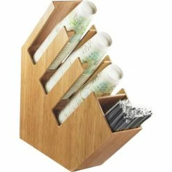 Cal-Mil 2051-60 Bamboo Cup, Lid, and Straw Organizer 4-1/2"W x 20"D x 19-1/2"H