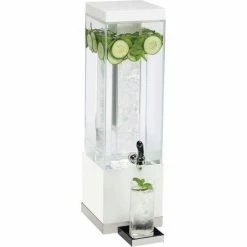 Cal-Mil 3002-3-55 Luxe Acrylic 3 Gallon Beverage Dispenser White and SS 7-3/4"W x 7-3/4"D x 25-3/4"H
