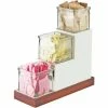 Cal-Mil 3003-55-15 Luxe Stair Step Jar Display SS Accent W/Melamine Jars 4-1/2"W x 12-3/16"D x 9"H -Dispensers & Organizers Sales CP6 3003 55 15