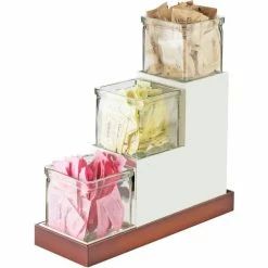 Cal-Mil 3003-55-15 Luxe Stair Step Jar Display SS Accent W/Melamine Jars 4-1/2"W x 12-3/16"D x 9"H
