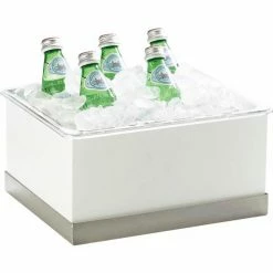 Cal-Mil 3005-10-55 Luxe Ice Housing 10"W x 12-1/4"D x 6-1/2"H White and Stainless Steel