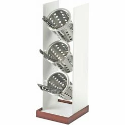 Cal-Mil 3010-55 Luxe Vertical Cylinder Display White & Stainless Steel 6-3/4"W x 7-1/2"D x 20-1/4"H