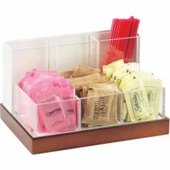Cal-Mil 3013-55 Luxe Condiment and Stir Stick Organizer White and SS 8-3/4"W x 6"D x 5"H