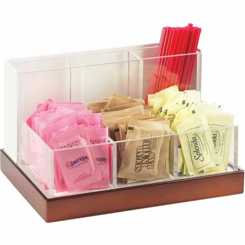Cal-Mil 3013-55 Luxe Condiment and Stir Stick Organizer White and SS 8-3/4"W x 6"D x 5"H 3 Cal-Mil 3013-55 Luxe Condiment and Stir Stick Organizer White and SS 8-3/4"W x 6"D x 5"H