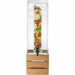 Cal-Mil 3301-3INF-60 Bamboo Crate Acrylic 3 GAL. Beverage Dispenser Infusion Chamber 8"W x 25-1/2"H