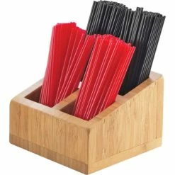 Cal-Mil 3308-60 Bamboo Straw / Stirrer Holder 5"W x 5"D x 5-1/2"H