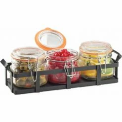 Cal-Mil 3335-13 Rustic Jar Condiment Display for 17 Oz. Jars 12-3/4" W x 5"D x 5-3/4"H