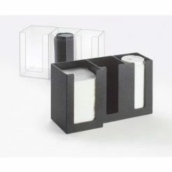 Cal-Mil 375-13 Classic Napkin and Lid Organizer 13-1/4"W x 5-1/4"D x 8"H Black