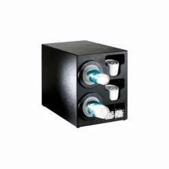 Dispense-Rite® Countertop 2 Cup Dispenser w/Organizers - Black