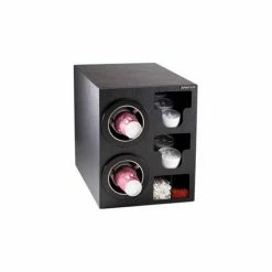 Dispense-Rite® Countertop 2 Cup Black Dispense Cabinet w/Organizers