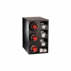 Dispense-Rite® Countertop 3 Cup Black Dispense Cabinet w/Organizers