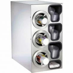 Dispense-Rite® Countertop SS Left 3 Cup Dispensing Cabinet w/Organizers