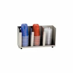 Dispense-Rite® 3 Section Stainless Steel Cup and Lid Organizer