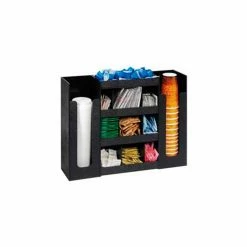 Dispense-Rite Dispense Rite Cup, Lid & Condiment Organizer, 6 Sections, Black - DLCO-5BT