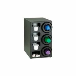 Dispense-Rite® Upright Right 3 Cup Dispenser w/Lid & Straw Organizer