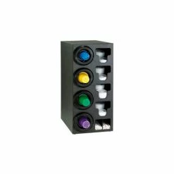 Dispense-Rite® Upright Left 4 Cup Dispenser w/Lid & Straw Organizer