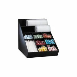 Dispense-Rite® Countertop Lid, Straw & Condiment Organizer - Wide, Black