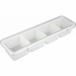 Winco BC-4P Bar Caddy, 4 Compartment, White - Pkg Qty 6