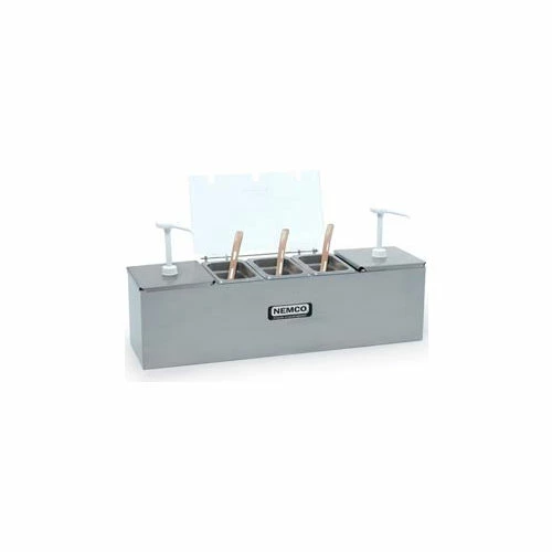 Nemco Condiment Bar W 2 Pumps 3 Pan 1.1 Qts. Each - 25-3/4" X 8" X 12" 3 Nemco Condiment Bar W 2 Pumps 3 Pan 1.1 Qts. Each - 25-3/4" X 8" X 12"