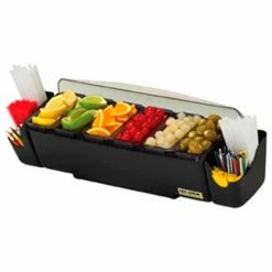 San Jamar Domed Garnish Center, (2) 3 Pt. Trays, (3) 1.5 Pint Trays