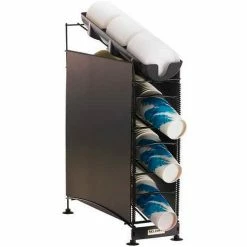 San Jamar® Wireworks™ 4 Tier, 3 Cup Dispensers & 1 Lid Organizer, 2 Side Panels, C8504WFD