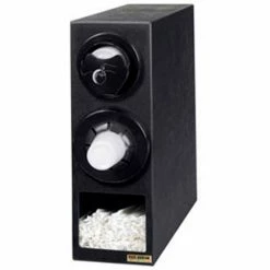 San Jamar Sentry™ Dimension™ Beverage And Lid Cabinet W/ Straw Comp, Black Trim Rings