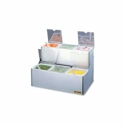 San Jamar® EZ-Chill™ Stepped Condiment Center w/Notched Lids, 6 Qts.