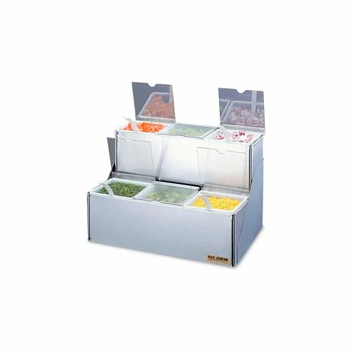 San Jamar® EZ-Chill Stepped Condiment Center w/Notched Lids, 6 Qts. 3 San Jamar® EZ-Chill Stepped Condiment Center w/Notched Lids, 6 Qts.
